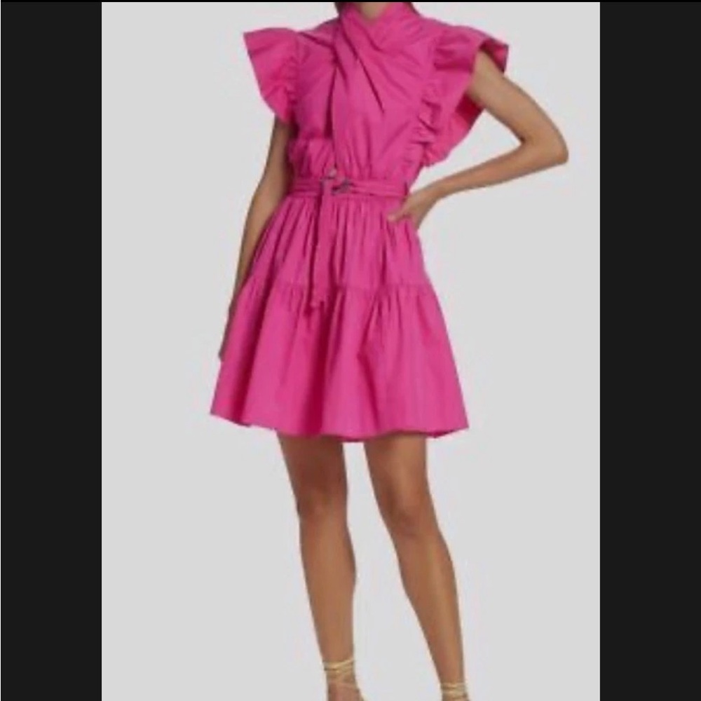 10 Crosby Derek Lam Finn Pink Criss Cross Cotton Dress 4 $475